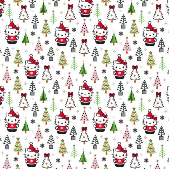 Hello Kitty zipper scrunchie Christmas ditsy print hand made USA cotton rare - Picture 3 of 4